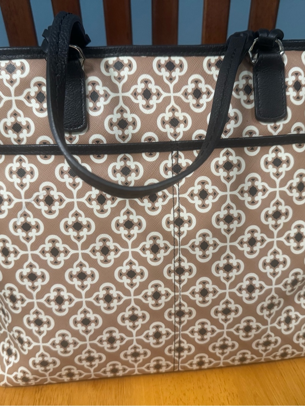 BRIGHTON Araceli Carry-all Brown and Cream Patterned Tote Bag with Tassel - Picture 3 of 12